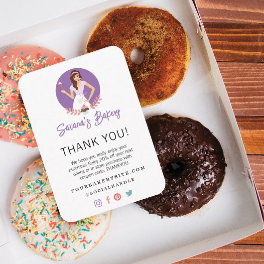 Dank u Bakkerij Vrouw Zakelijk Gereedschap & Snoep Informatiekaartje