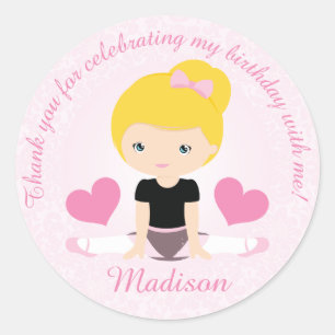 Dank u Ballerina Verjaardagsfeestje Custom Ronde Sticker