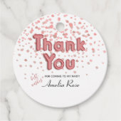 Dank u ballontekst Roze Confetti Bedankjes Labels (Voorkant)
