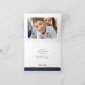 DANK U bar mitswa moderne gouden ster marine blauw Bedankkaart (Binnen)