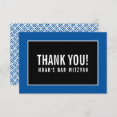 DANK U BAR MITZVAH minimalistisch zwart koningsbla Bedankkaart (Voorkant / Achterkant)