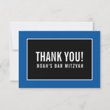 DANK U BAR MITZVAH minimalistisch zwart koningsbla