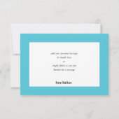 DANK U BAR MITZVAH minimalistische zwarte turquois Bedankkaart (Achterkant)