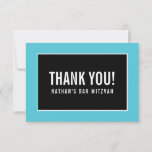 DANK U BAR MITZVAH minimalistische zwarte turquois Bedankkaart<br><div class="desc">door kat massard >> https://linktr.ee/simplysweetpaperie <<<<< Een eenvoudige, stijlvolle manier om u te bedanken voor uw bezoek aan uw gast. Opstelling als sjabloon is het eenvoudig voor u om uw eigen details toe te voegen, of de aanpassingsknoop te raken en u kunt tekst, doopvonten, grootte enz. TIP toevoegen of veranderen:...</div>