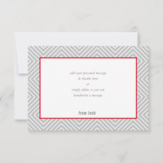 DANK U BAR MITZVAH modern, eenvoudig rood grijs Bedankkaart (Achterkant)