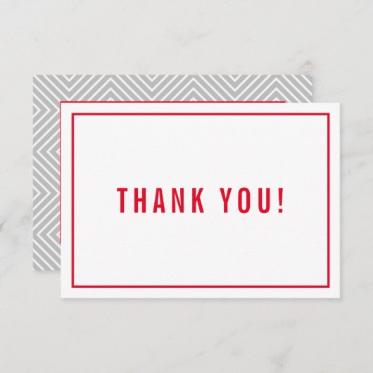 DANK U BAR MITZVAH modern, eenvoudig rood grijs Bedankkaart (Voorkant / Achterkant)