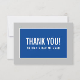 DANK U BAR MITZVAH modern, minimaal grijs blauw Bedankkaart