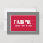 DANK U BAR MITZVAH modern, minimaal rood grijs Bedankkaart<br><div class="desc">door kat massard >> https://linktr.ee/simplysweetpaperie <<<<< Een eenvoudige, stijlvolle manier om u te bedanken voor uw bezoek aan uw gast. Opstelling als sjabloon is het eenvoudig voor u om uw eigen details toe te voegen, of de aanpassingsknoop te raken en u kunt tekst, doopvonten, grootte enz. TIP toevoegen of veranderen:...</div>