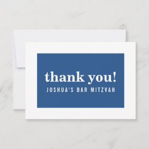 DANK U BAR MITZVAH modern, minimalistisch blauw ma Bedankkaart