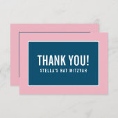 DANK U BAR MITZVAH modern, minimalistisch blauw ro Bedankkaart (Voorkant / Achterkant)