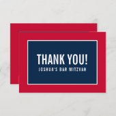 DANK U BAR MITZVAH modern, minimalistisch rood mar Bedankkaart (Voorkant / Achterkant)