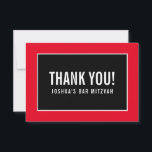 DANK U BAR MITZVAH modern, minimalistisch rood zwa Bedankkaart<br><div class="desc">door kat massard >> https://linktr.ee/simplysweetpaperie <<<<< Een eenvoudige, stijlvolle manier om u te bedanken voor uw bezoek aan uw gast. Opstelling als sjabloon is het eenvoudig voor u om uw eigen details toe te voegen, of de aanpassingsknoop te raken en u kunt tekst, doopvonten, grootte enz. TIP toevoegen of veranderen:...</div>