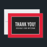 DANK U BAR MITZVAH modern, minimalistisch rood zwa Bedankkaart<br><div class="desc">door kat massard >> https://linktr.ee/simplysweetpaperie <<<<< Een eenvoudige, stijlvolle manier om u te bedanken voor uw bezoek aan uw gast. Opstelling als sjabloon is het eenvoudig voor u om uw eigen details toe te voegen, of de aanpassingsknoop te raken en u kunt tekst, doopvonten, grootte enz. TIP toevoegen of veranderen:...</div>