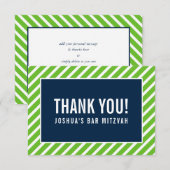 DANK U BAR MITZVAH modern nfl. green marvy blue Bedankkaart (Voorkant / Achterkant)