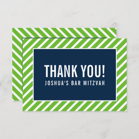 DANK U BAR MITZVAH modern nfl. green marvy blue Bedankkaart (Voorkant / Achterkant)