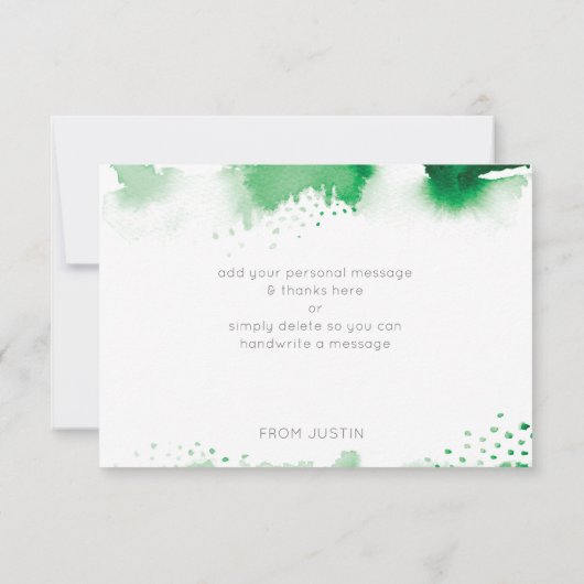 DANK U BAR MITZVAH modern star green waterverf Bedankkaart (Achterkant)