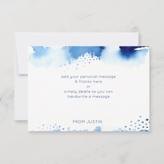 DANK U BAR MITZVAH modern sterrenblauw waterverf Bedankkaart (Achterkant)