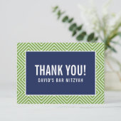 DANK U BAR MITZVAH moderne geometrische marine gro Bedankkaart (Staand voorkant)