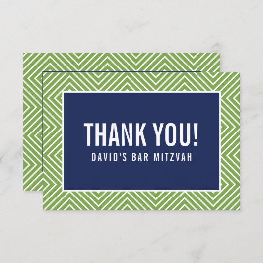 DANK U BAR MITZVAH moderne geometrische marine gro Bedankkaart (Voorkant / Achterkant)