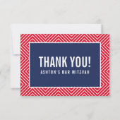 DANK U BAR MITZVAH moderne geometrische marine roo Bedankkaart (Voorkant)