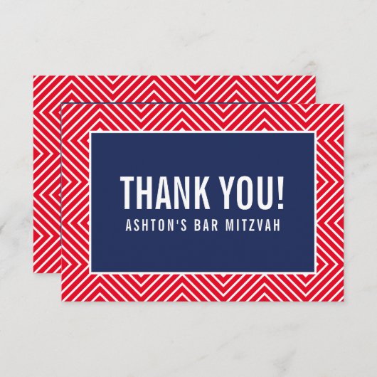 DANK U BAR MITZVAH moderne geometrische marine roo Bedankkaart (Voorkant / Achterkant)