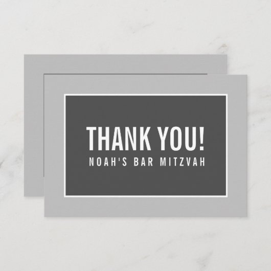DANK U BAR MITZVAH moderne geometrische mono grijs Bedankkaart (Voorkant / Achterkant)