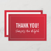 DANK U BAR MITZVAH moderne rode bordeauxgradiënt Bedankkaart (Voorkant / Achterkant)