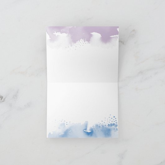 DANK U BAR MITZVAH ster blauw paarse waterverf Bedankkaart (Binnen)