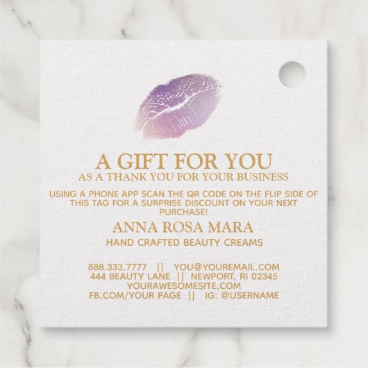 *~* Dank u Barcode QR Code Zakelijk Gift Label (Achterkant)