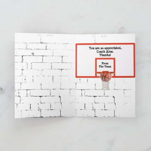 Dank u Basketbal Coach Kaart (Binnen)