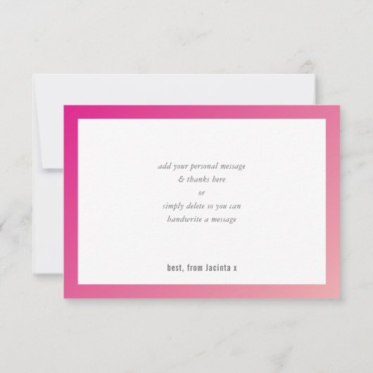 DANK U BAT MITZVAH moderne helder roze gradiënt Bedankkaart (Achterkant)