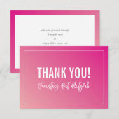 DANK U BAT MITZVAH moderne helder roze gradiënt Bedankkaart (Voorkant / Achterkant)