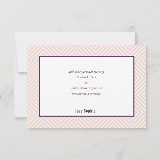 DANK U BAT MITZVAH moderne rand aubergine blush Bedankkaart (Achterkant)