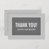 DANK U BAT MITZVAH moderne rand geometrisch grijs Bedankkaart (Voorkant / Achterkant)