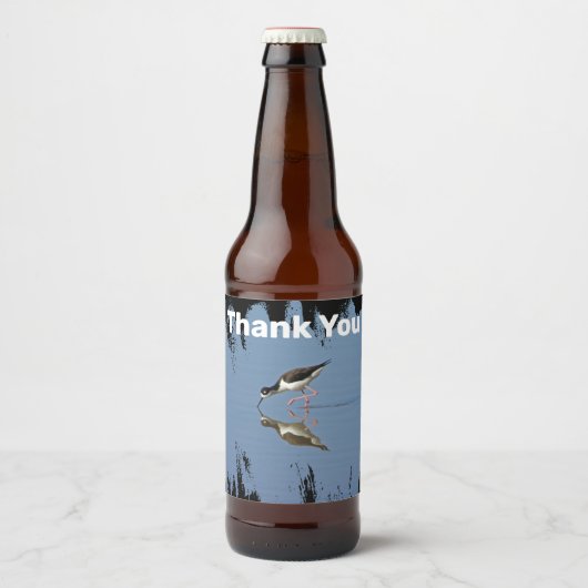 Dank u Beach Bird Reflection Foto appreciatie Bier Etiket (Voorkant)