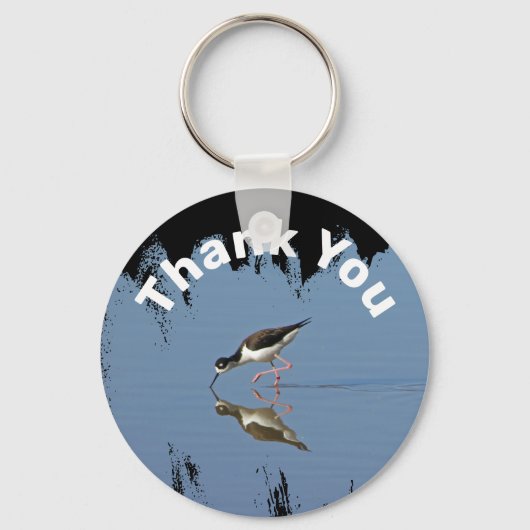 Dank u Beach Bird Reflection Foto appreciatie Sleutelhanger (Voorkant)