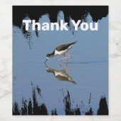 Dank u Beach Bird Reflection Foto appreciatie Wijn Etiket (Enkel label)