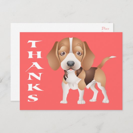 Dank u Beagle Puppy Dog Greeting Post Kaart (Voorkant / Achterkant)