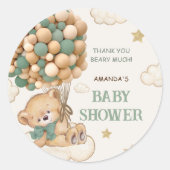 Dank u beary veel groen Baby shower Ronde Sticker (Voorkant)