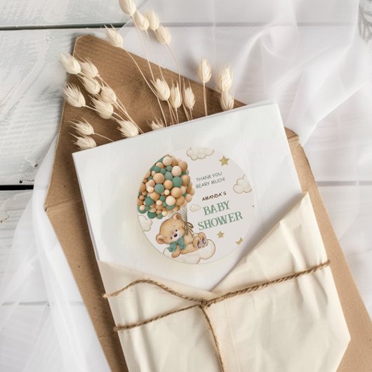 Dank u beary veel groen Baby shower Ronde Sticker