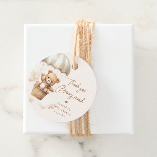 Dank u beary veel Hete luchtballon teddybeer Bedankjes Labels (In situ)