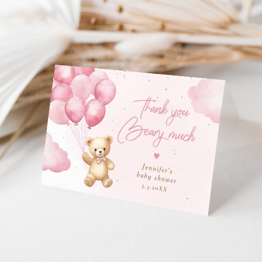 Dank u beary veel roze teddybeer Dank u Bedankkaart
