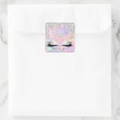 Dank u Beauty Lashes Bridal Holographic Silver Vierkante Sticker (Tas)