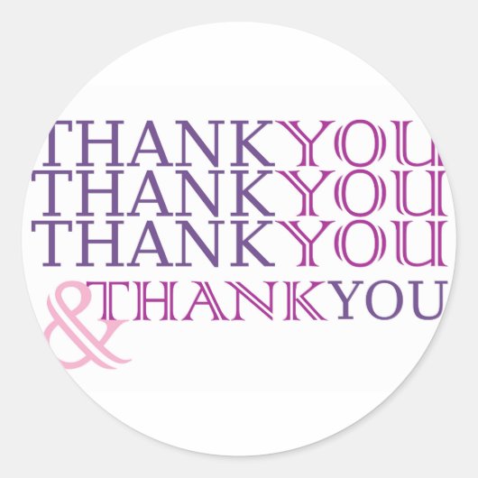 Dank u bedankkaart in paarse tekst ronde sticker (Voorkant)