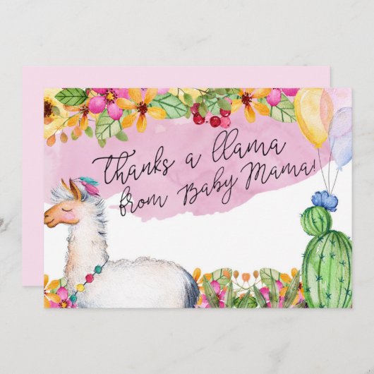 Dank u Bedankt een Llama van Baby Mama Card (Voorkant / Achterkant)