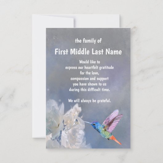 Dank u Bedankt Hummingbird White Flowers (Achterkant)