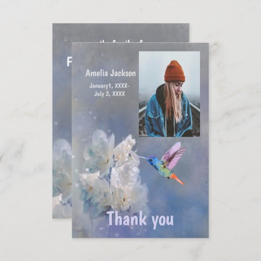 Dank u Bedankt Hummingbird White Flowers (Voorkant / Achterkant)