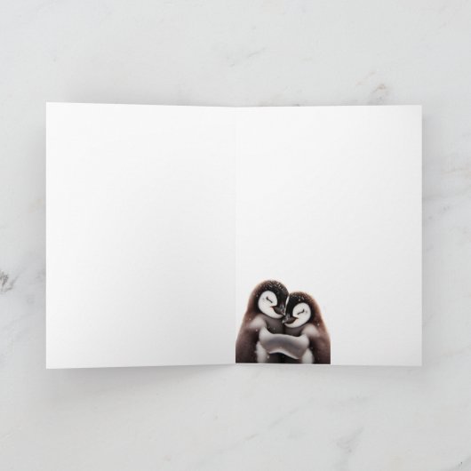 Dank u Bedankt Schattige Knuffelen Pinguïn Vogels Kaart (Binnen)