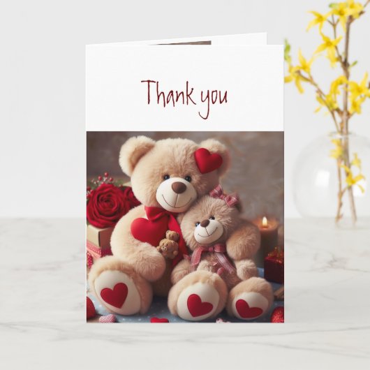 Dank u Bedankt Schattige Knuffelen Teddy Love Hear Kaart (Gele Bloem)