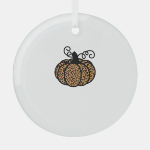 Dank u, bedrukt leopard Pumpkin voor Thanksgiving Glas Ornament